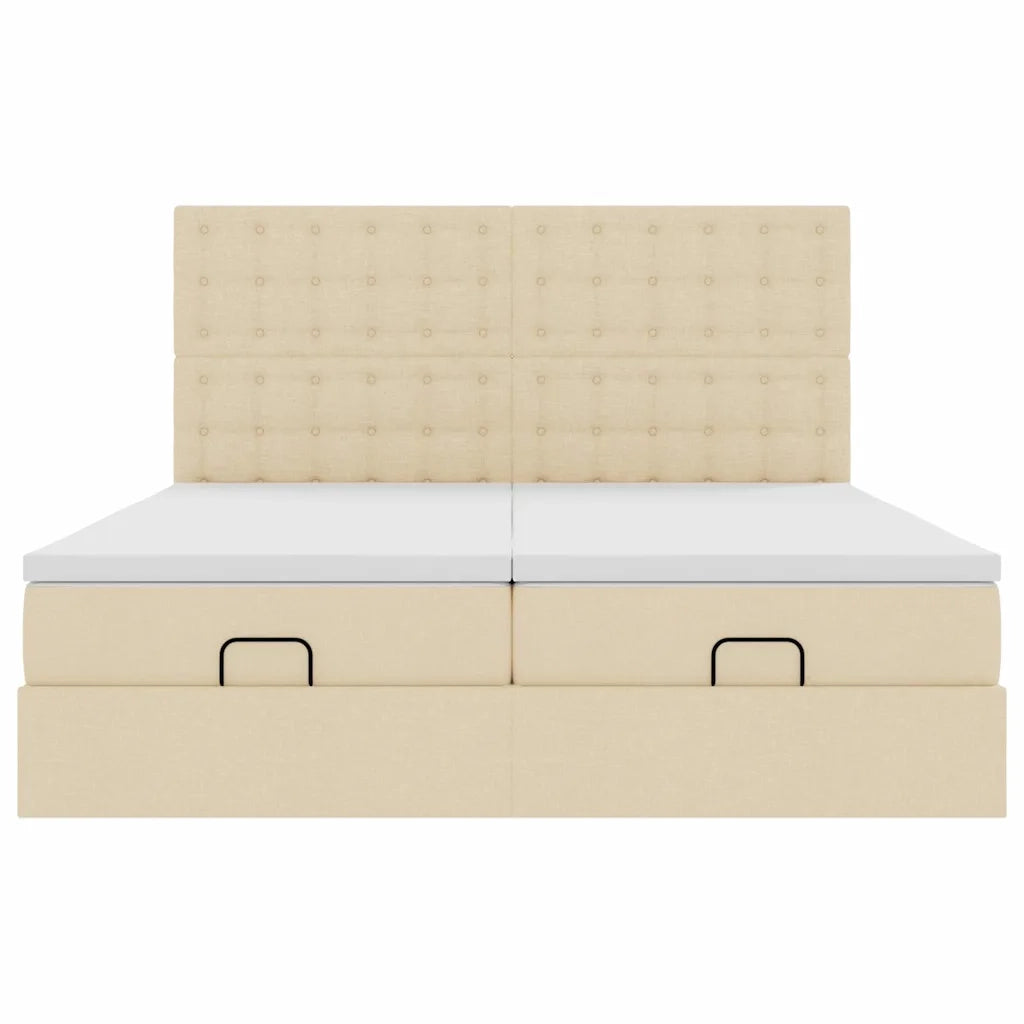 Struttura Letto Pouf con Materassi Crema 180x200 cm in Tessuto 3314588