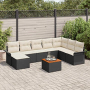 Set Divano da Giardino con cuscino 9 pcs Nero polyrattan 3347362