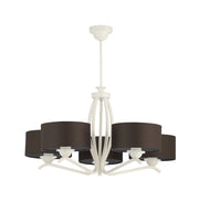 Lampadario classico bianco 5 luci paralumi bronzo E27