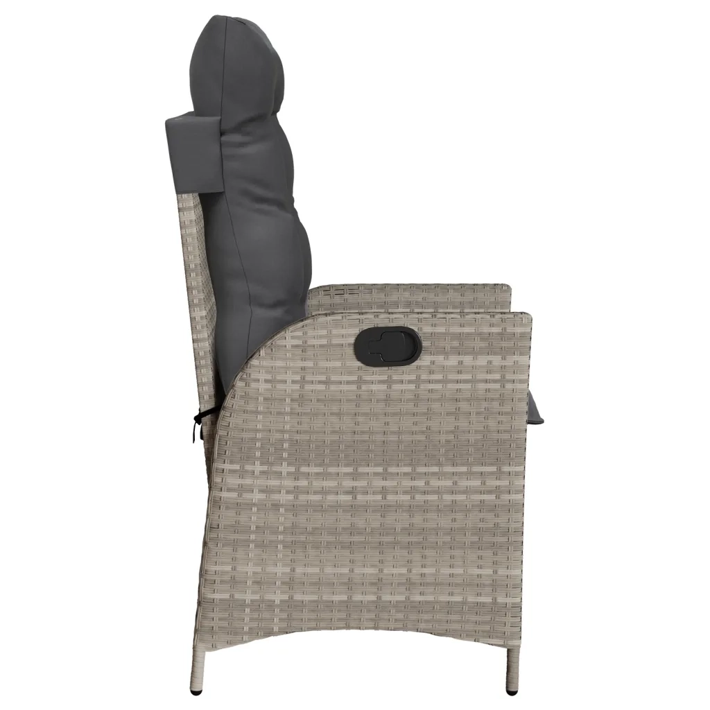 Sedia Reclinabile Giardino con Cuscini Grigio Chiaro Polyrattan 365262