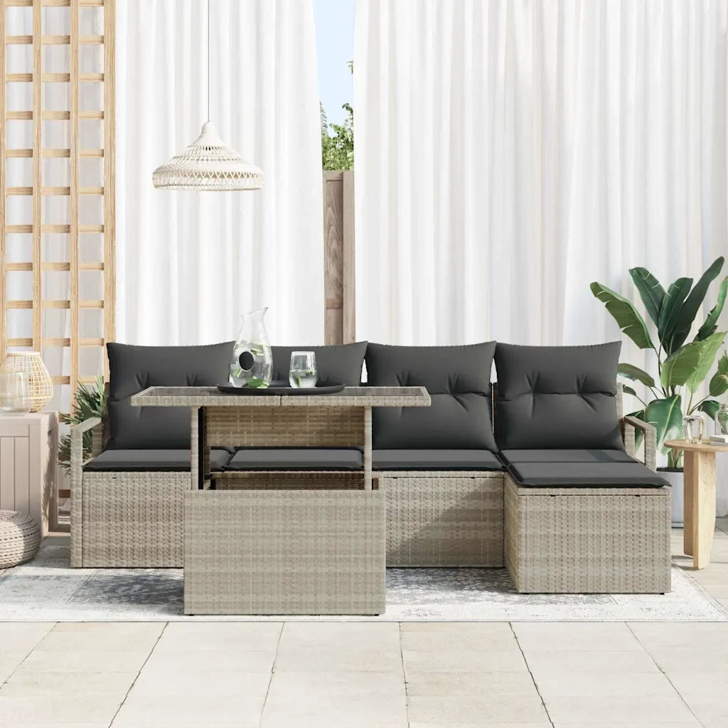 Set Divano da Giardino con cuscino 6 pcs Grigio chiaro