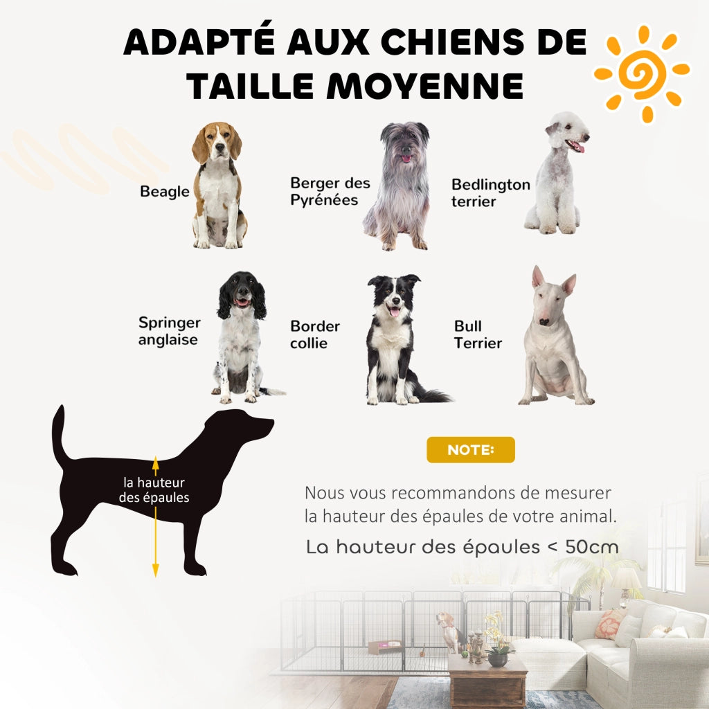 Recinto per cani 12 panelli ¨C zephmum ¨C modulabile pieghevole 68x80 nero