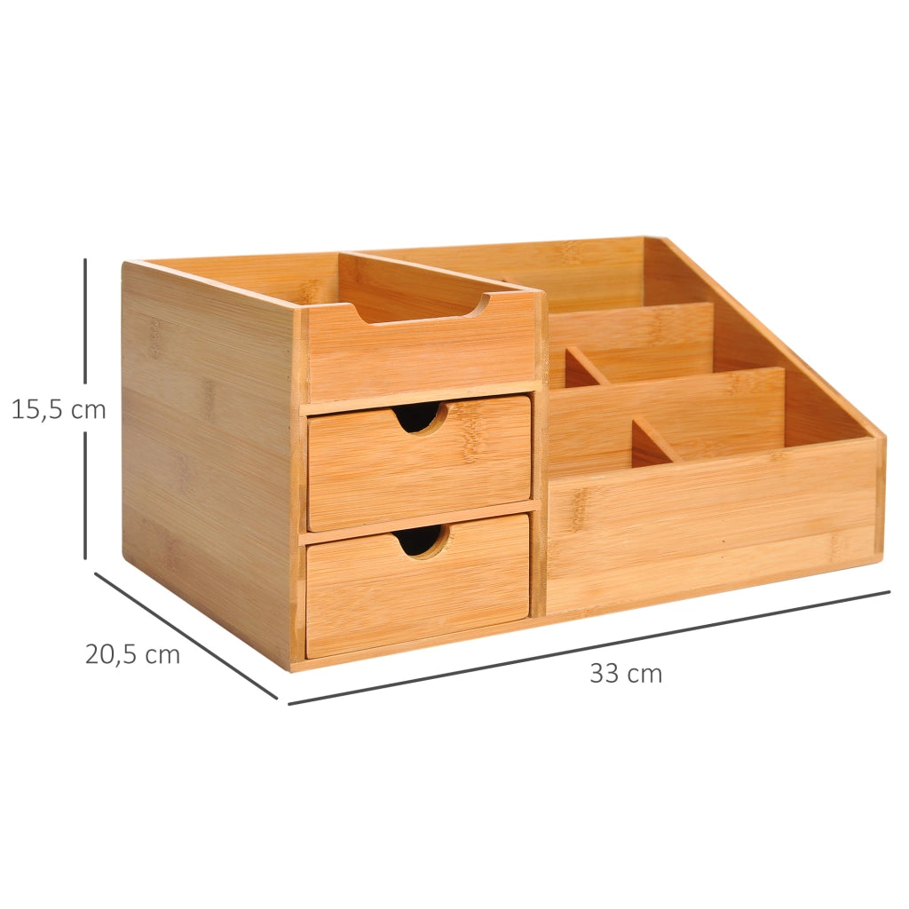 ORGANIZER da scrivania con 2 cassetti 33x20,5x15,5 cm bambù naturale
