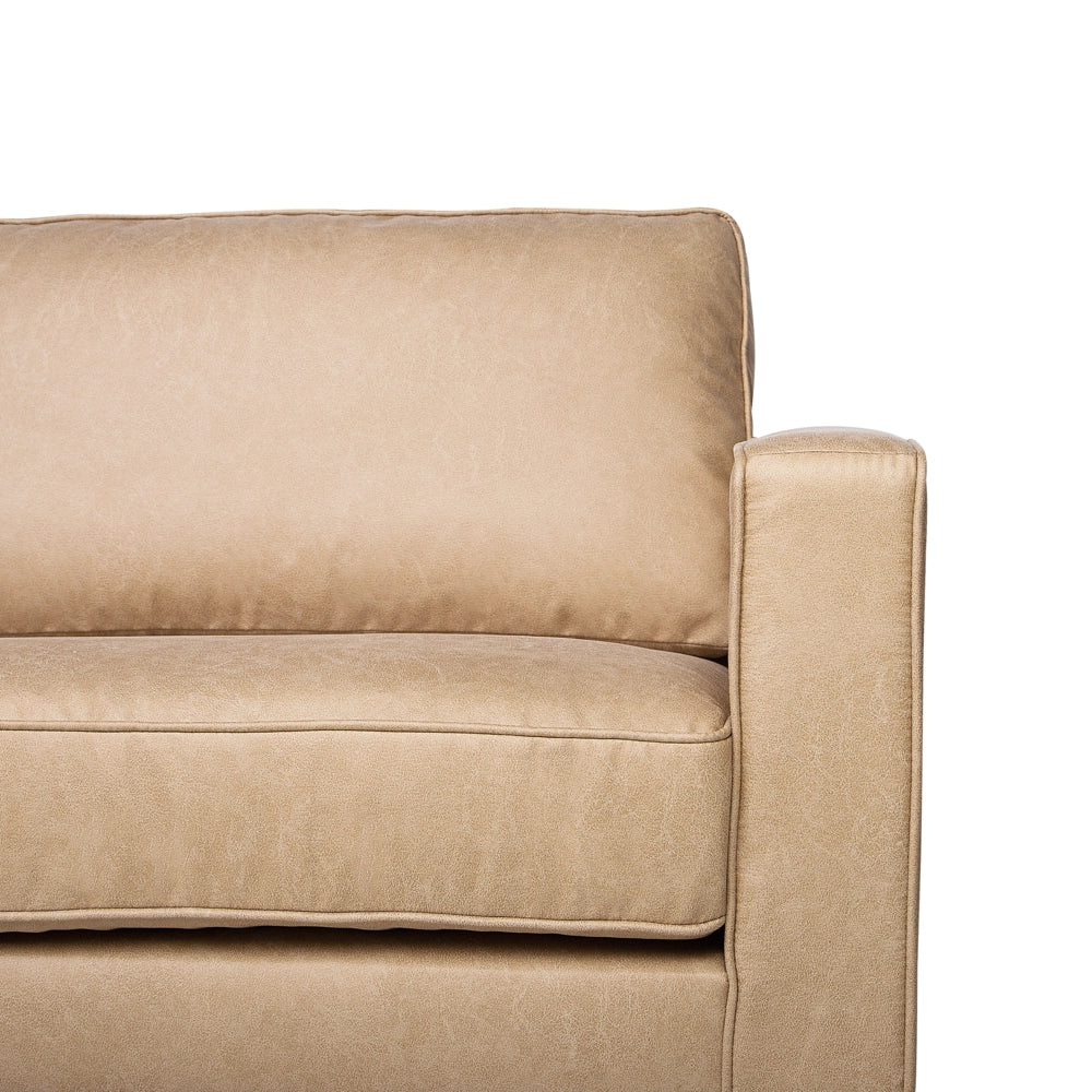 Set Divani Beige Ecopelle Divano 3 Posti Poltrona Minimalista Moderno