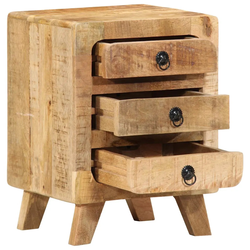 Comodino | Armadio da Notte | Mobiletto da notte 37x32x50 cm in Legno Massello di Mango Grezzo