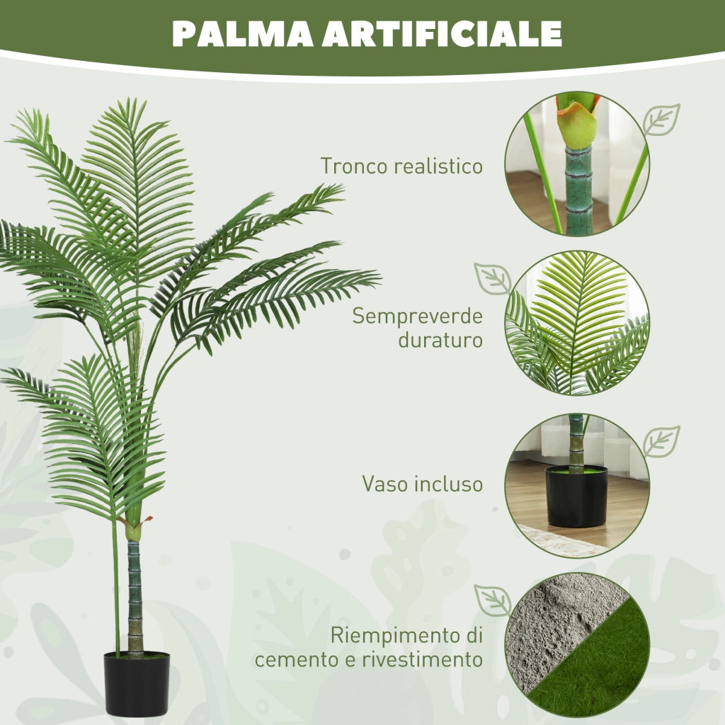 Palma Areca Artificiale ¨C Xylo ¨C 150 cm con Vaso Verde