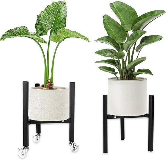 Stand di decorativo regolabile con ruote, nero, moderno e decorativo per interni e esterni