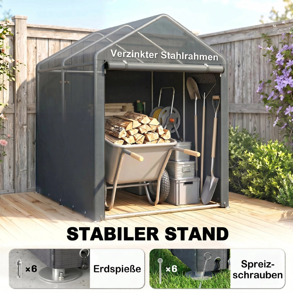 Capanno da Giardino ¨C Minimal ¨C 120x180x160 cm, Grigio Scuro