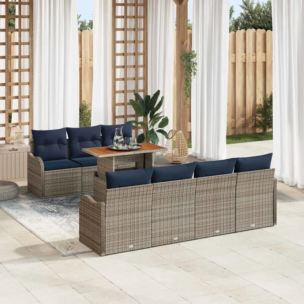 Set Divano da Giardino 8 pz grigio e blu navy 3349422