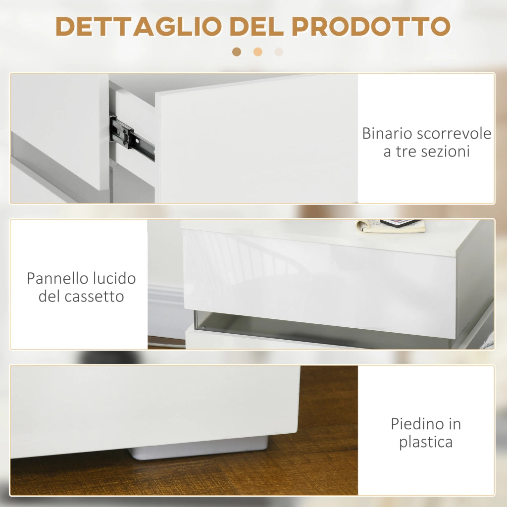 Comodino con luce LED ¨C zephmum ¨C Bianco 60x39x47