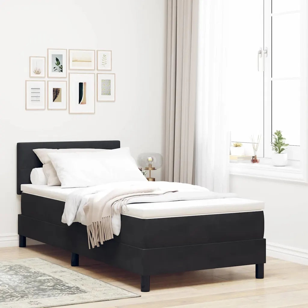 Letto a Sorgente LED con materasso Nero 90 x 200 cm Velluto