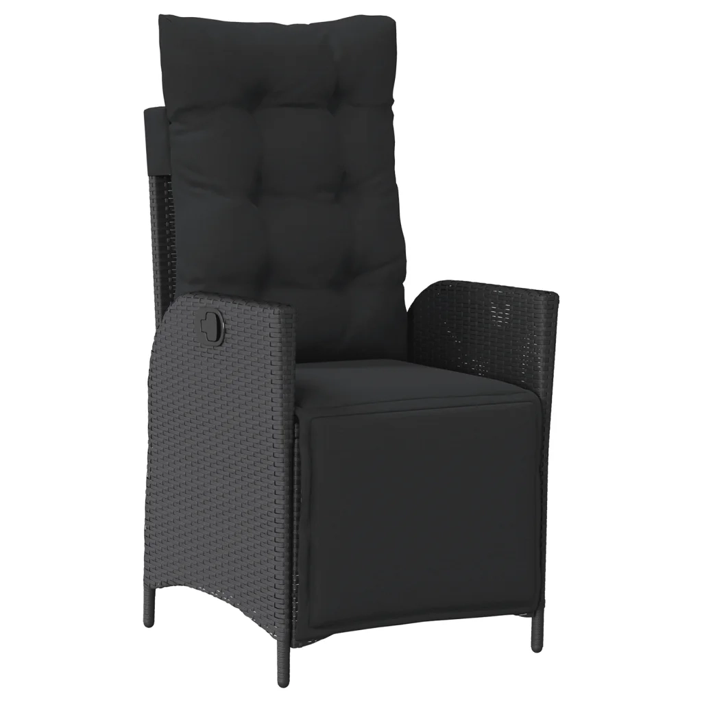 Set da Pranzo da Giardino 9 pz con Cuscini Nero in Polyrattan 3213325