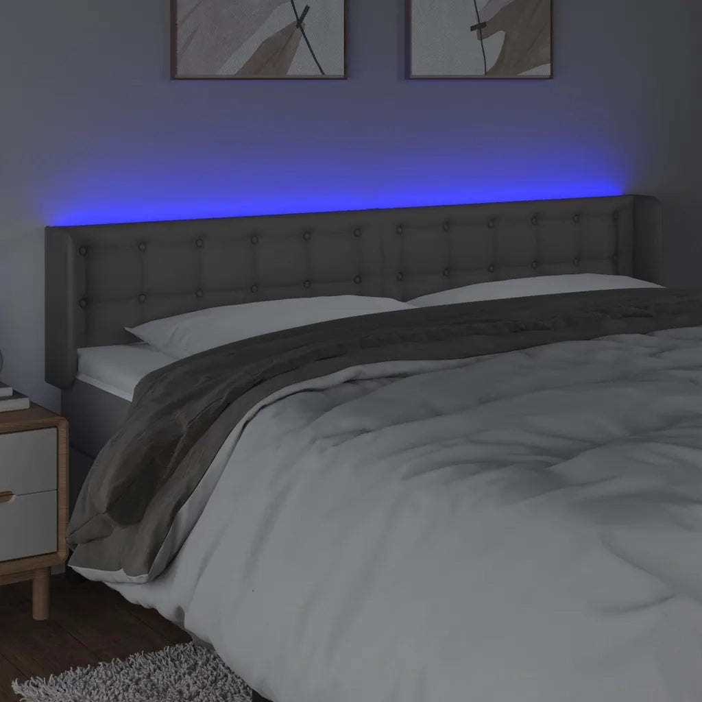 Testiera a LED Grigio 203x16x78/88 cm in Similpelle 3123348