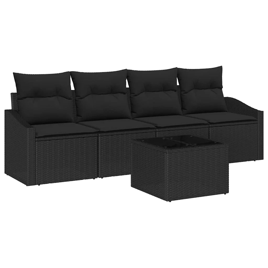 Set di divani con cuscino con cuscino 5 pcs Nero polyrattan 3346593