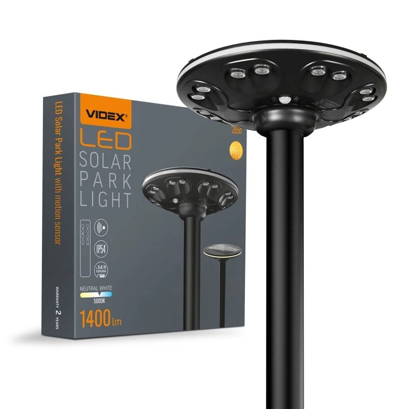 Lampione solare LED Videx 15W 1400lm PIR con telecomando IP54