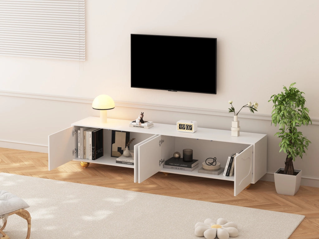 Cassettiera per TV bianca in truciolato lunghezza 180 cm