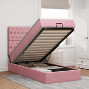 Struttura Letto Pouf con Materassi Rosa 90x200 cm in Velluto 3313522