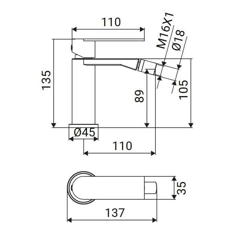 Miscelatore bidet Sun Ø25 mm acciaio