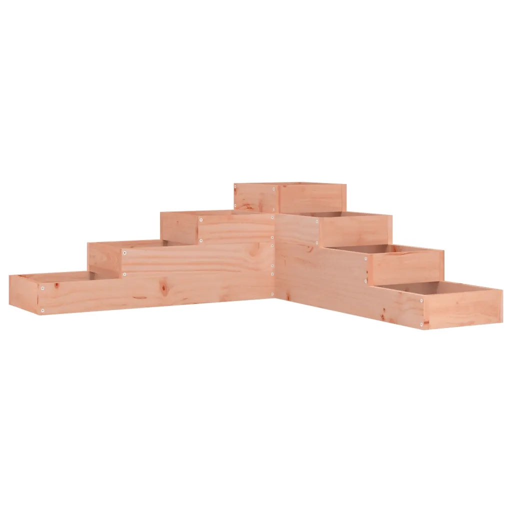 Fioriera da giardino a 4 livelli a forma di L 106 x 104,5 x 36 cm per piante e ortaggi stile esterno realizzata in legno di abete di Douglas naturale 02_0048511