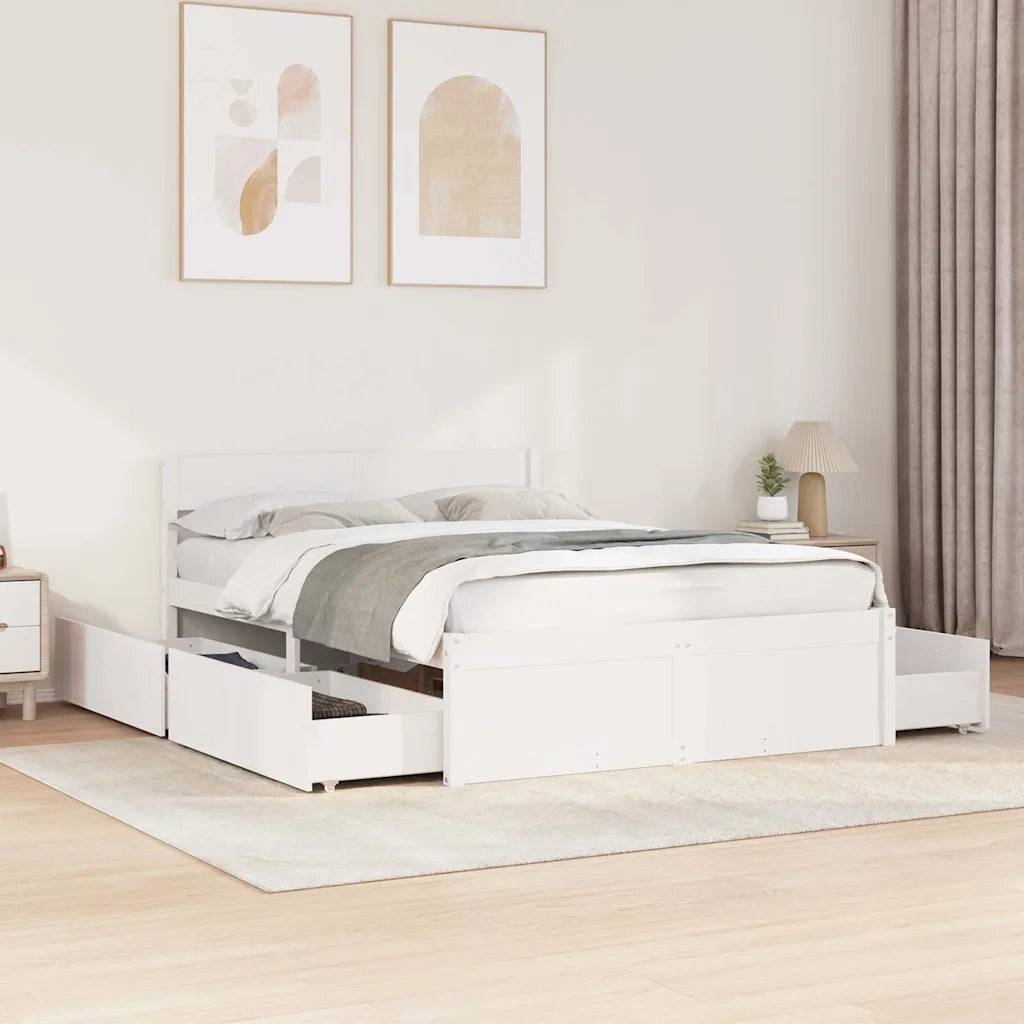 Letto senza Materasso-Struttura Letto Bianco 120x190 cm Legno Massello di Pino 125763