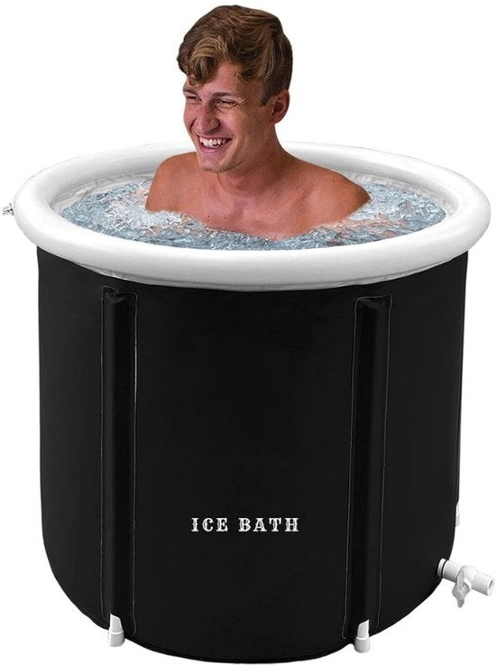 Bagno pieghevole per adulti e bambini - Bagno pieghevole - Bagno da sedere portatile - Copribagno - Adatto come bagno con ghiaccio e bagno caldo - Nero