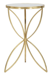 Tavolinetto Butterfly Ø35x60 cm in Ferro e Specchio Oro e Argento