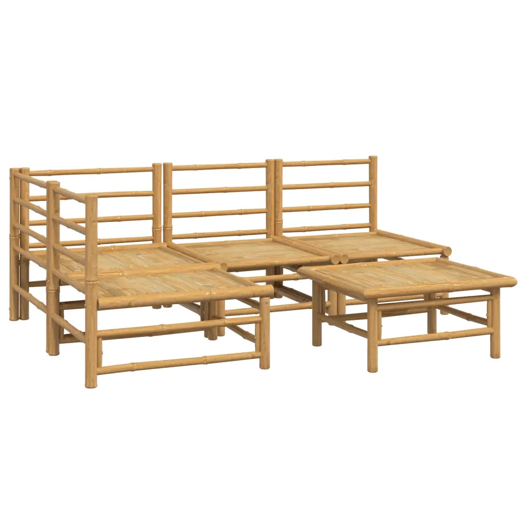 Set Salotto da Giardino 5pz con Cuscini Grigio Chiaro Bambù 3155106