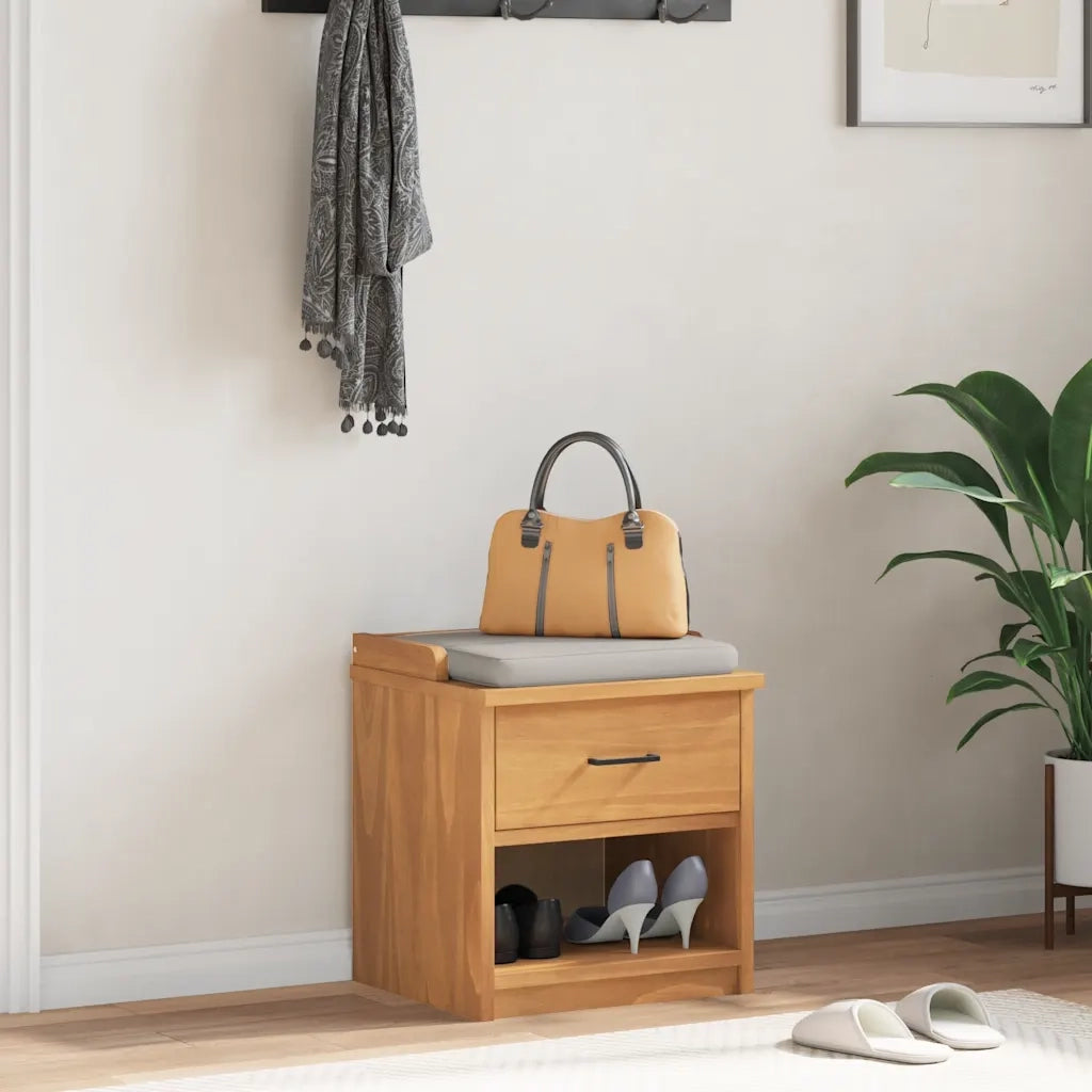 Panca da Corridoio-Sgabello-Panca con Contenitore SANDNES 45x40x50 cm Legno Massello di Pino 131427