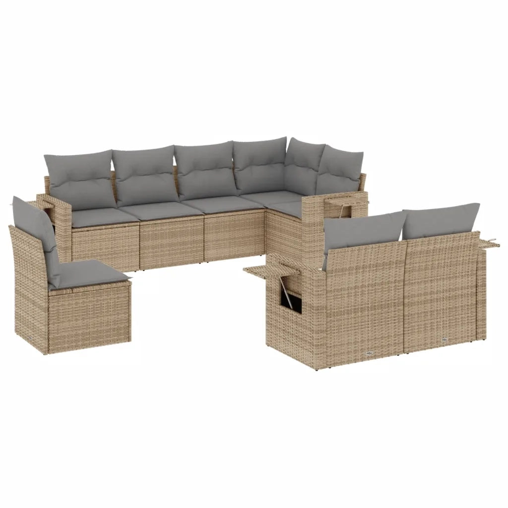 Set Divano da Giardino 8 pz con Cuscini Beige in Polyrattan 3252776