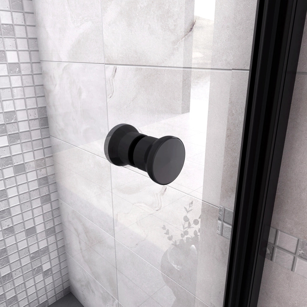 185cm Box Doccia a Tre Lati Porta a Soffietto 90cm con Doppia Parete Fissa 70x70cm in Vetro Temperato Trasparente 5 mm Profilo Nero Opaco