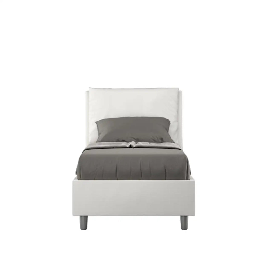 Letto singolo senza rete imbottito 80x190 similpelle bianco Antea