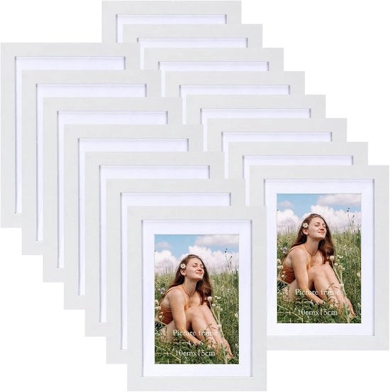 Fotoframmenti in legno bianco - 10 x 15 cm - 15 pezzi