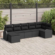 Set Divano da Giardino con cuscino 7 pcs Nero Poly Rattan 3346133