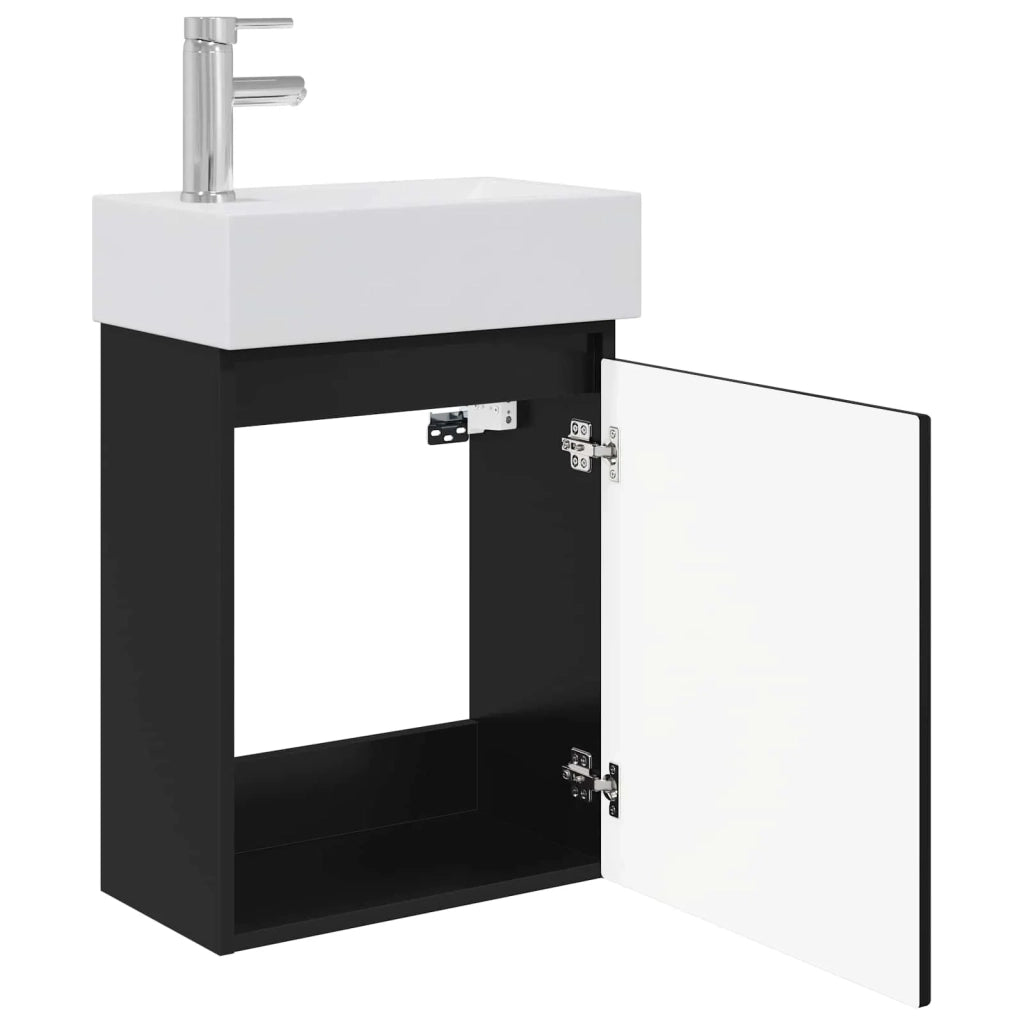 Mobile bagno con rubinetto Nero 45,5 x 25,5 x 84 cm 889482