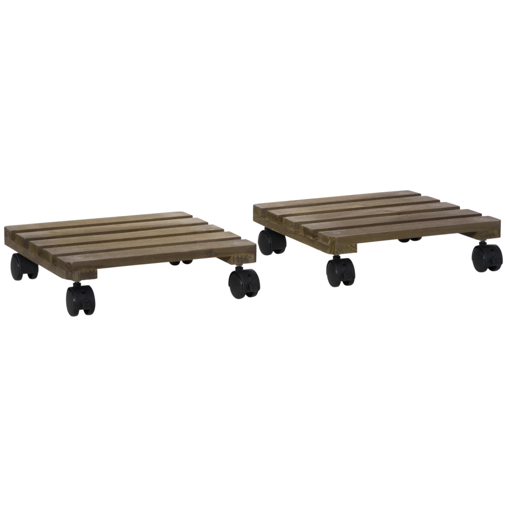 Set 2 Supporti per Piante con Ruote ¨C Xylo ¨C Quadrati per Interno ed Esterno
