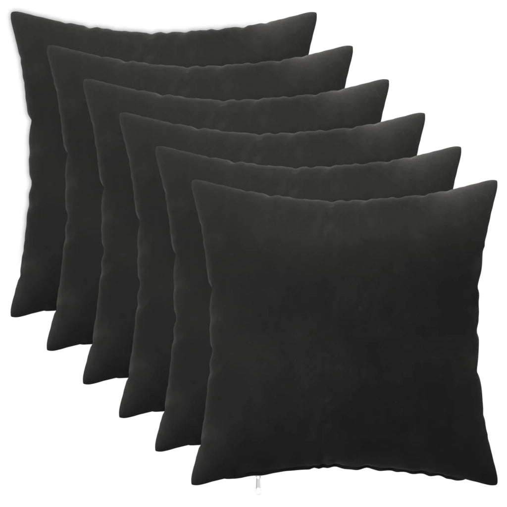 Federa 6 pcs HEERLEN Nero 30 x 30 cm Velluto 907376