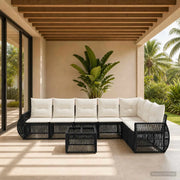 Set Divano da Giardino 8 pz Nero e Bianco Crema polyrattan 3435430