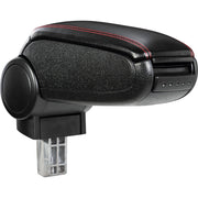 Bracciolo centrale per Fiat Grande Punto con vano imbottito in similpelle nera con cuciture rosse 03_0000444