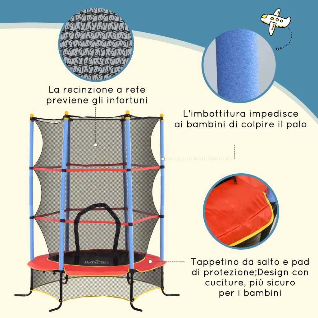 Trampolino per Bambini con Rete Sicurezza ¨C Minimal ¨C Blu 3-10 Anni