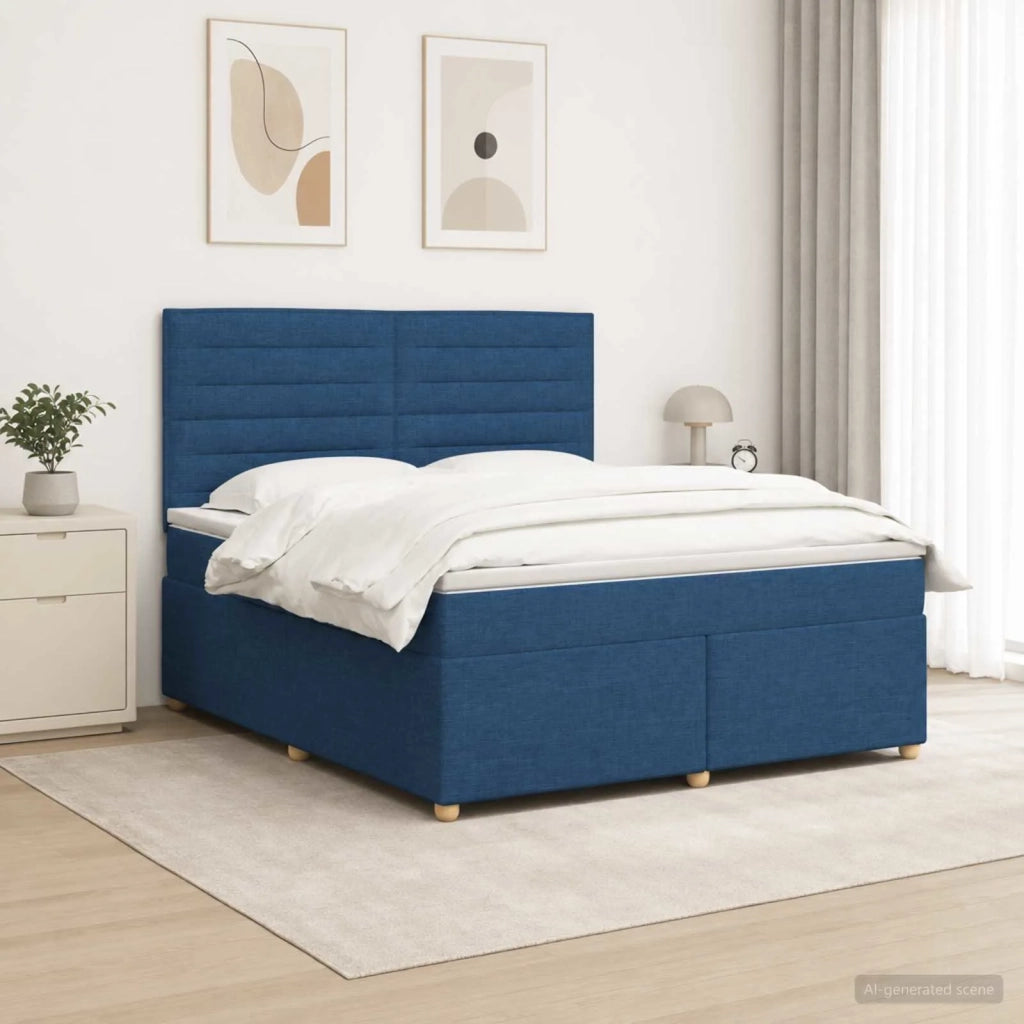 Letto box spring con materasso Blu 140 x 190 cm Tessuto 3455342