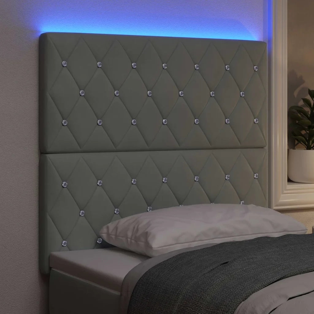 Testiera LED con strisce LED Grigio chiaro 100 cm Velluto 3338354
