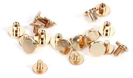 Viti a clessidra 10 confezioni - Ottone - 5/6, 5/8 mm - Robusto - Fai da te - Adatto per pelle - Materiale di alta qualità - Viti a testa rotonda