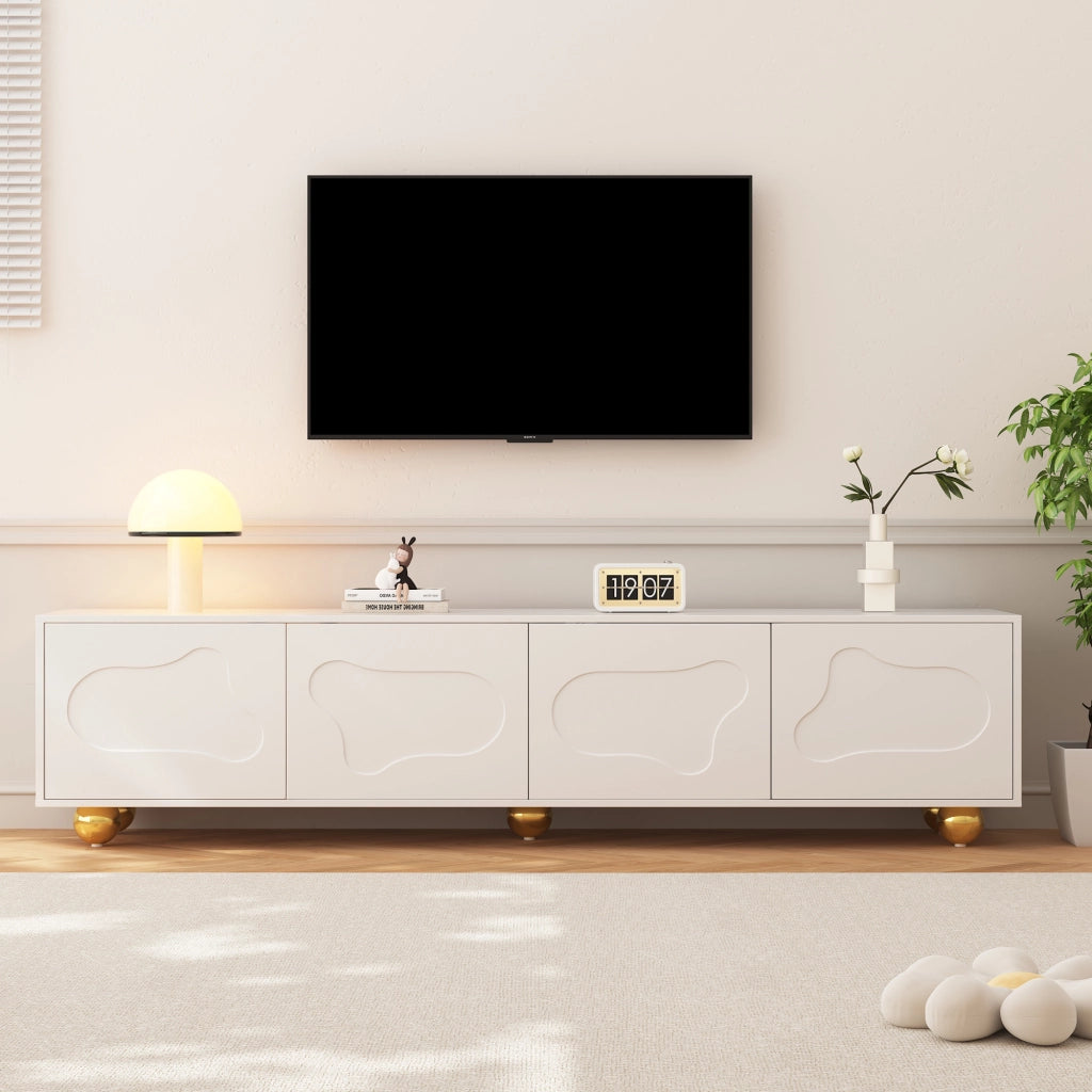 Cassettiera per TV bianca in truciolato lunghezza 180 cm