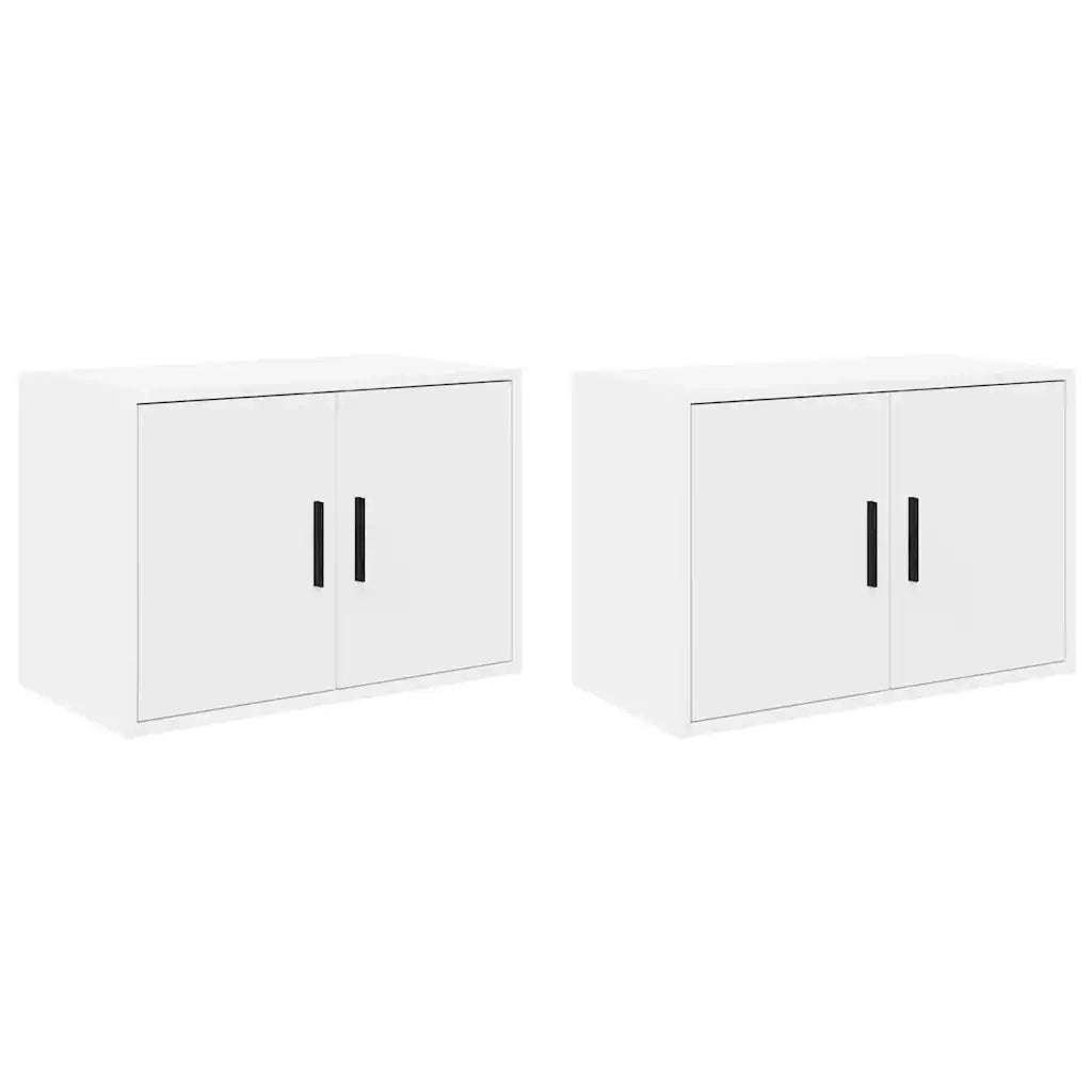 Pensili per Garage 2 pz Bianco in Legno Multistrato
