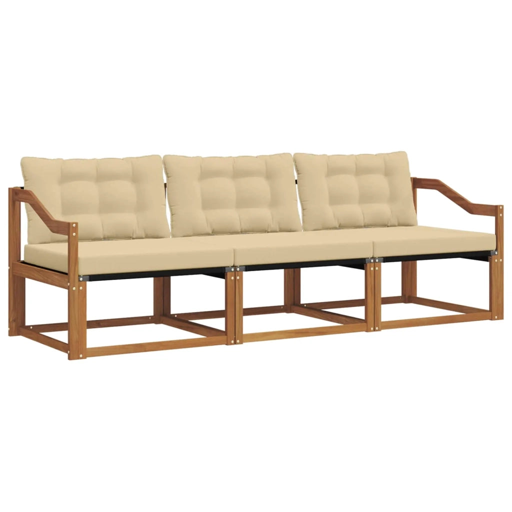 Set di divani da esterno con cuscino 3 pcs Naturale e Beige 3369156