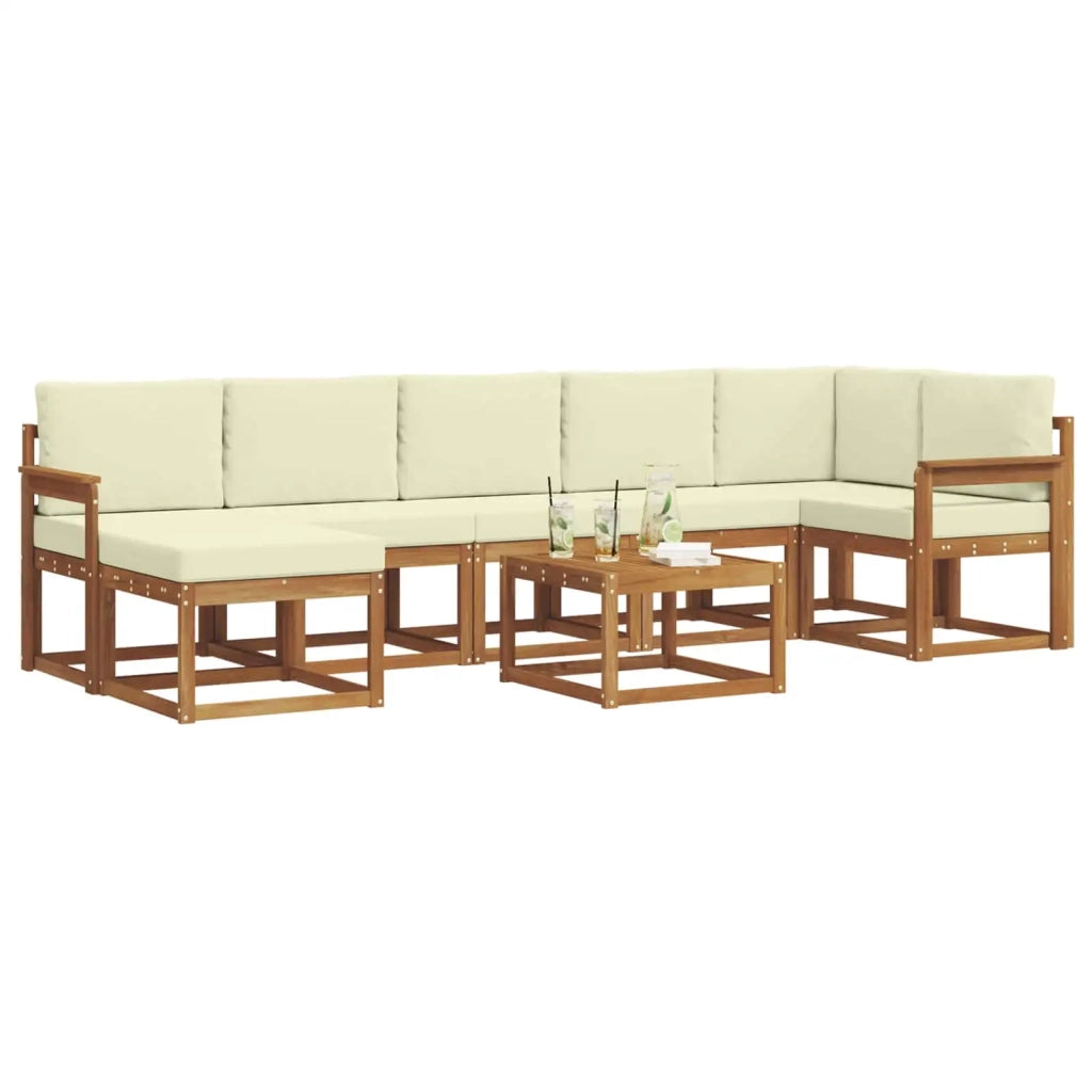 Set di divani da esterno con cuscino 8 pcs Naturale e Crema 3366733