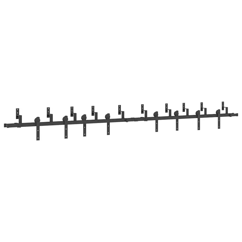 Kit di Binari per Porte Scorrevoli 366 cm Acciaio Nero