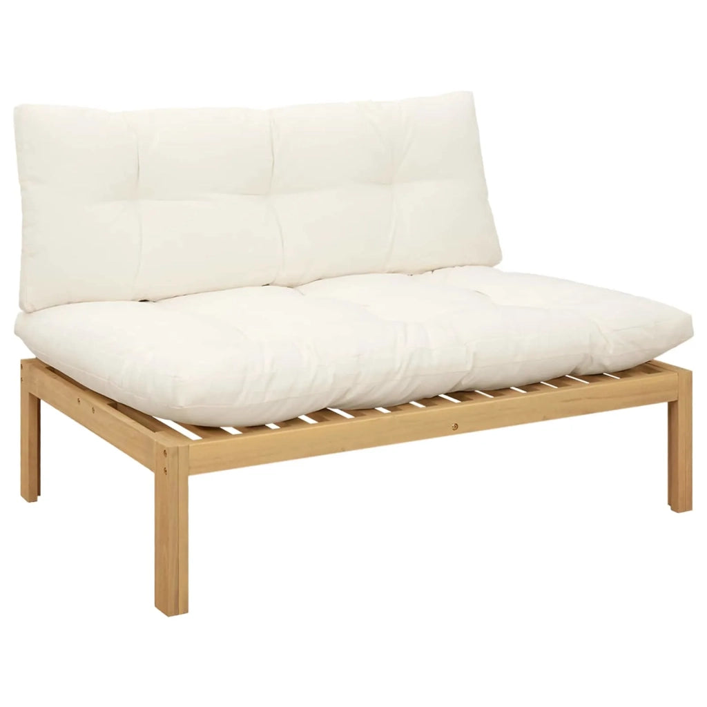 Unità Divano Centrale Acacia Chiaro e Bianco Crema 3418152