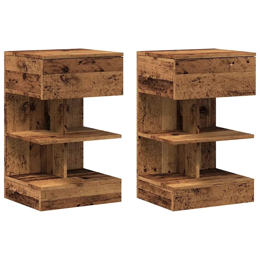 Comodini 2 pz in Legno Vecchio 40x35x65 cm in Legno Multistrato 856749