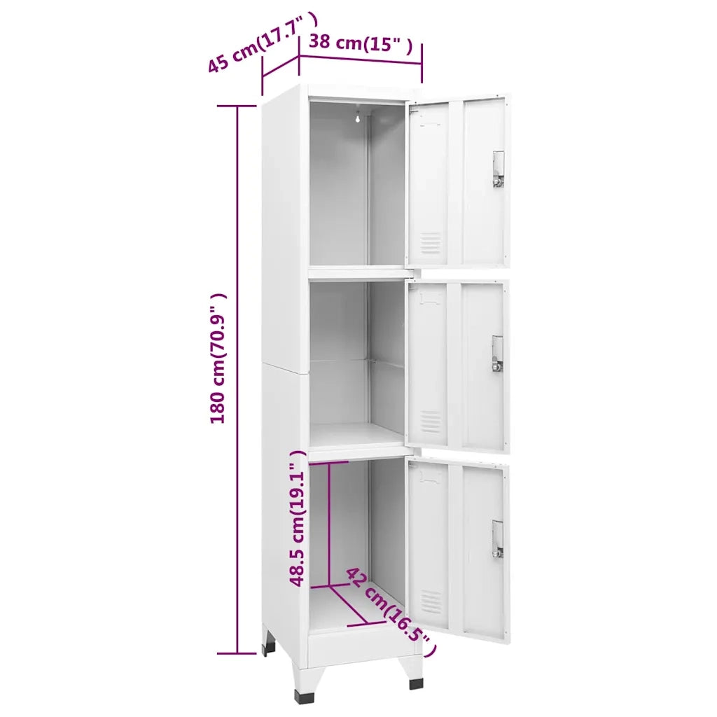 Armadietto a Chiave a 3 Scomparti 38x45x180 cm   cod mxl 51369